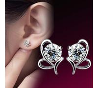 Gemini_mall Ohrringe für Frauen und Mädchen, modische Ohrringe aus 925er Sterlingsilber, Herzform, rund, Zirkonia, Ohrstecker, Schmuck, Valentinstag, Muttertag, Hochzeit, Party, Weihnachten,