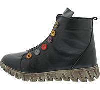 Gemini Damen Stiefelette aus Leder mit Gummizug und bunter Knopfleiste 337135-02, Größe:38 EU, Farbe:Schwarz