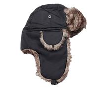 Geminimall Gemini_Mall Kunstfell Bomber Trapper Hut für Damen und Herren Baumwolle Winter Warm Uschanka Russische Jagdmütze Ohrenklappen Trooper Hut Schwarz