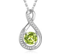 GEMLANTO 925 Sterling Silber Damen Geburtsstein Halskette Schmuck 45+5cm | Infinity Anhänger | Weihnachts Geschenke |
