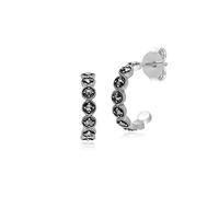 Gemondo Damen 925 Sterling Silber Markasit Herz Halb Creole Ohrstecker