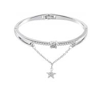 Gemstone Star Pattern Synthetic Crystal Diamond Bangle Bracelet, Women Opening