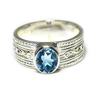 Gemsyogi Damen Herren Unisex - Sterling-Silber 925 Sterling-Silber 925 Oval Blue Blautopas