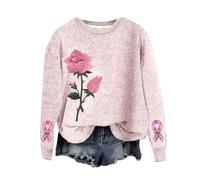 Gemütliches Sweatshirt für Damen im Weihnachtsstil 2025, modisch, lässig, Blumendruck, Rundhalsausschnitt, Kapuzen-Sweatshirt, Koralle, Reißverschluss, weiß, XL