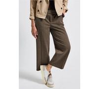 Stoffhose STREET ONE, Damen, Gr. 42, Länge 26, bark braun, Stoff, 70% Polyester, 24% Viskose, 3% Elasthan, 3% Polyamid, unifarben, casual, straight fit 7/8-Länge, Hosen, High Waist (73386641-42) bark