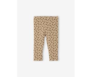 Gemusterte Baby Leggings aus Rippjersey Bio-Baumwolle taupe Gr. 74 von Vertbaudet