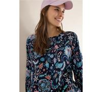 Langarmbluse CECIL, Damen, Gr. XXL (46), universal blau, Stoff, 100% Viskose, gemustert, klassisch normal, Rundhals, Rippbündchen, Blusen, aus softer Viskose (36235155-XXL) universal blau