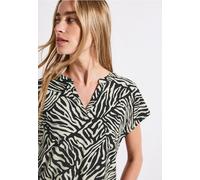 Shirtbluse STREET ONE, Damen, Gr. 36, blau (tiefblau), Stoff, 100% Viskose, bedruckt, normal normal, V-Ausschnitt, abgesteppt, Blusen, mit allover Print (53537913-36) tiefblau