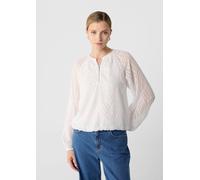 Gemusterte Chiffonbluse mit Futter weiß 34