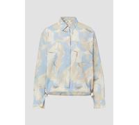 Gemusterte Hemdbluse mit Tunnelzug am Saum 48 Beige 2163681.81A1.48