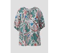 Gemusterte Kurzarmbluse aus Viskosemix 44 mehrfarbig|türkis 2151662.65A1.44