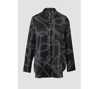 Gemusterte Longbluse aus Satin 48 schwarz 2170961.99A3.48