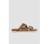 Gemusterte Pantoletten mit Dornschließen-Detail 38 braun|mehrfarbig 6010077.300.38