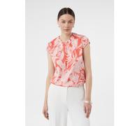 Gemusterte Satin-Bluse mit Raffung pink 36