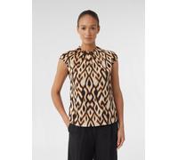 Gemusterte Satin-Bluse mit Raffung schwarz|mehrfarbig 40