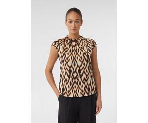 Gemusterte Satin-Bluse mit Raffung schwarz|mehrfarbig 44