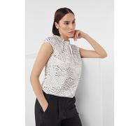 Gemusterte Satin-Bluse mit Raffung weiß 46