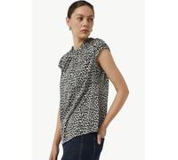 Gemusterte Satinbluse mit Kappärmeln beige 42