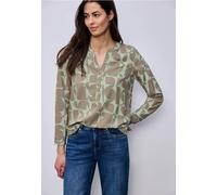 Langarmbluse STREET ONE, Damen, Gr. 34, pale mint grün, Stoff, 100% Viskose, gemustert, klassisch normal, Rundhals, Manschette, Blusen, mit geschlitztem Rundhalsausschnitt (62684830-34) pale mint grün