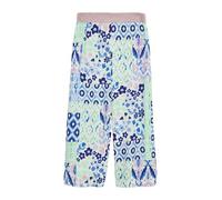 Gemusterte Wide Leg Hose aus satinierter Viskose mit Glitzerbund weiß 134