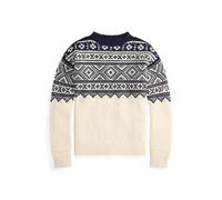 Gemusterter Baumwoll-Kaschmir-Pullover L Cream