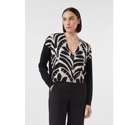 Gemusterter Feinstrick-Cardigan schwarz|beige L