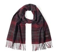 Gemusterter Schal aus 100% italienischem Kaschmir für Herren - ultraweiche Herren Winterschals, 168 x 30,5 cm, von Hickey Freeman, Schottenkaro, Bordeaux, Einheitsgröße