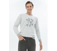 Gemusterter Strickpullover aus Baumwollmischung mit Rundhalsausschnitt 2XL