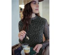 Street One Studio Frauen Gemustertes Mesh-Shirt in Schwarz, Gr: 44