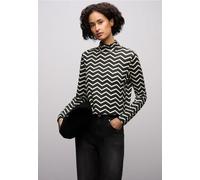 Street One - Gemustertes Rollkragenshirt beige/schwarz - Gr. - 38