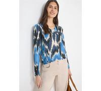 Cecil Langarmshirt CECIL Damen gemustert V-Ausschnitt 67% Viskose Blau Melange Gr. S