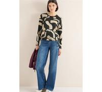 Cecil Langarmshirt CECIL Damen Gr. M (40) raw khaki gemustert Rundhals 50% Baumwolle/50% Modal