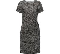 Shirtkleid RAGWEAR "Knotta Print", Damen, Gr. XS (34), Normalgrößen, schwarz, Material: 95% Viskose, 5% Elasthan, modisch, figurumspielend ca. Mitte Oberschenkel, Rundhals, Kurzarm Ärmel ohne Ärmelsch