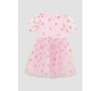 Gemustertes Tüllkleid mit Glitzerprint und Puffärmeln 134 Rosa 2163401.41A4.134