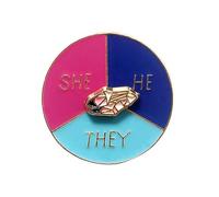 Gender Identity Brooch Pin Rotation Pointer Pronouns He She They Lapel Badge For Backpack Clothes Decoration Gender Identity Metal Enamel He She They Pronoun