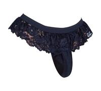 GENEMEN Herren Sissy Rock Spitze Tanga Slip Sexy Dessous Crossdressers Unterwäsche Höschen mit Tasche, Kurze Spitze, schwarz, Einheitsgröße