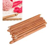 Generic 12-teiliges Häkelnadel-Set, Karbonisiertes Rundes Bambus-Stricknadel-Set mit Ergonomischem Griff, Ideal für Feines Weben, Spitzenhandwerk und Geschenke