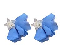 Generic 2 Stück hellblaue Blumen-Ohrstecker, Strand-Stil, Chiffon-Blütenblätter mit Kunstperlen, einzigartiges Schmuckgeschenk für Frauen