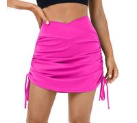 Generic Badehose für Damen Baderock mit Innenslip Kurze Bikini Rock mit Seitenschlitz & Tunnelzug High Waist Minirock Badeshorts Schwimmhose Bikinihose Badekleid Bademode Strand Rock