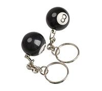 Generic Billard-Schlüsselanhänger, langlebig, schwarz, 8 Kugeln, wiederverwendbar, Kunststoff, perfekt für Erwachsene, Freizeit-Enthusiasten, 2 Stück, silber, M
