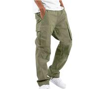 Generic Chinohose Herren Stilvoll Einfach Trainingshose Sporthose Freizeithose Lange Sportliche mit Kordelzug Fitness Hosen Slim Fit Freizeithose Schmale Passform Schwarz, L, Grün