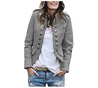 Generic Damen Blazer Damenjacke Military kurz mit Knöpfe Urban Streetwear ideal auch für Karneval Karnevalskostüm