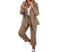 Generic Damen Blazer Zweiteiler Anzug Set Anzugjacke Mit Hose,Karierter Damen Blazer,Blouson Bomberjacke Damen,Gelber Blazer,Outfit Damen Elegant,Strickblazer Damen Schwarz
