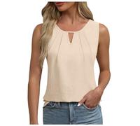 Generic Damen Tank Top Elegant Ärmellose V-Ausschnitt Blusentop Sommer Einfarbig Tanktop Damen Oberteile Baumwolle Tops Sexy Vest Bluse Slim Fit Basic Tunika Tanktops