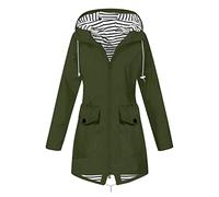 Generic Damen Trenchcoat Langer Mantel Winddichter Jacke Einfarbig Kapuzenjacke Damenmantel Windjacke Übergangsmantel mit Taschen mit Knöpfen Frühlingsangebote