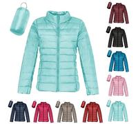 Generic Damen Winter Daunenjacke Mint Green S Steppjacke mit Reißverschluss, Langarm, 3 Taschen, atmungsaktiv, isolierend, leicht wettergeschützt, EU 38