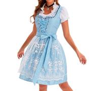 Generic Günstige Dirndl Unter 50 Euro Dirndl Braun Rock Midi Trachtenkleid Damen Lang Mini Trachtenbluse Damen Modern Trachtenrock Damen Dirndl Schürze(5-Light Blue,XXL)