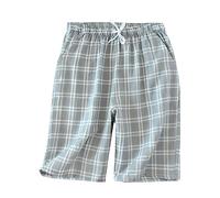 Generic Herren Schlafanzughose Kurz Baumwolle Bermuda Schlafshorts Pyjamahose Shorty Sommer Pyjama Shorts Sleephose Loungewear Freizeithose für Männer (Grau,XL)