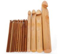 Generic Holz-Bambus-Häkelnadel-Set, Hochwertige Stricknadel-Webwerkzeuge für die Herstellung von Schals, Decken und Mehr