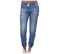 Generic Hose Damen Jeans - Mom Jeans High Waist Stretch Freizeithose Große Größen Damen Hosen Mit Gummiband Haremshose Sommer Damenjeans Baggy Jeans-Jeanshosen Trousers Schlagjeans